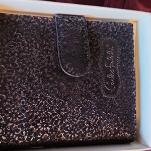 New Carlos Falchi Black Textured Wallet